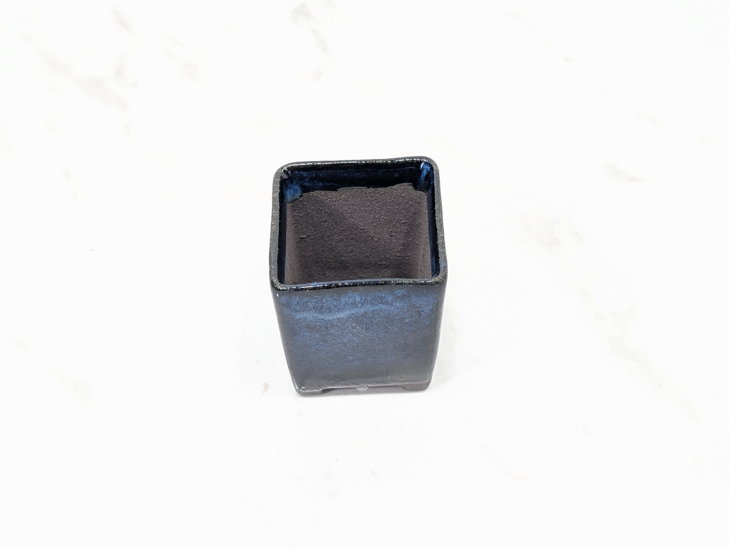 Dark Blue Opal Cascade Cube Ceramic  Pot 4.5cm