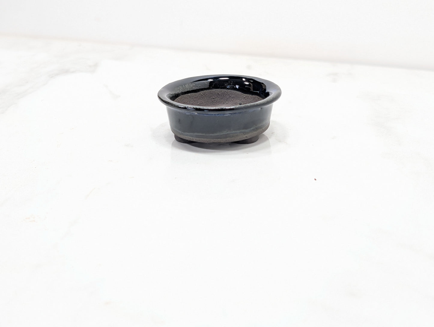 Dark Blue Opal - Round MAME  Pot in Grey Clay 6cm