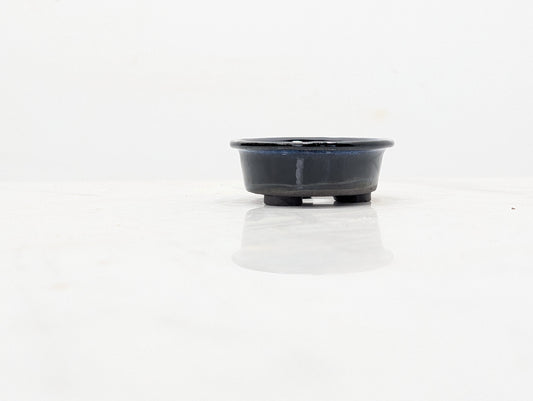Dark Blue Opal - Round MAME  Pot in Grey Clay 6cm