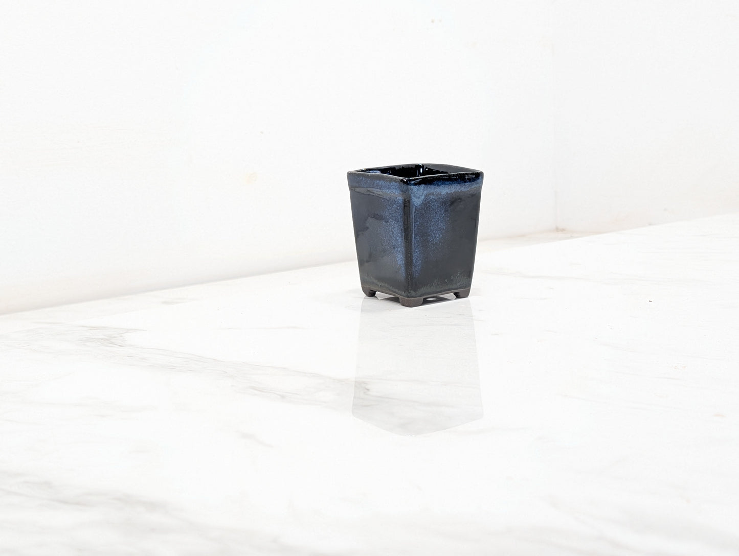 Dark Blue Opal Cascade Cube Ceramic  Pot 5cm