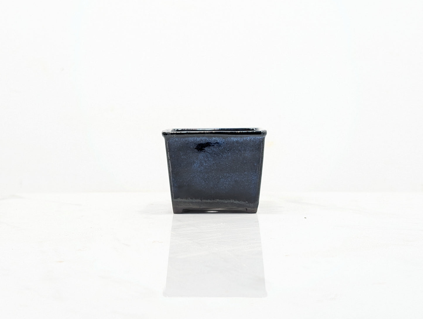 Dark Blue Opal Cascade 7.25cm Cube Ceramic Pot