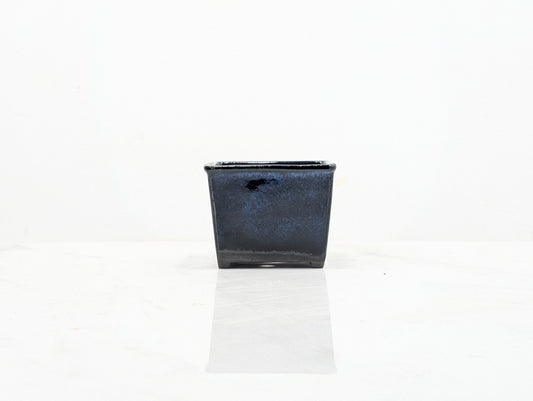 Dark Blue Opal Cascade 7.25cm Cube Ceramic Pot