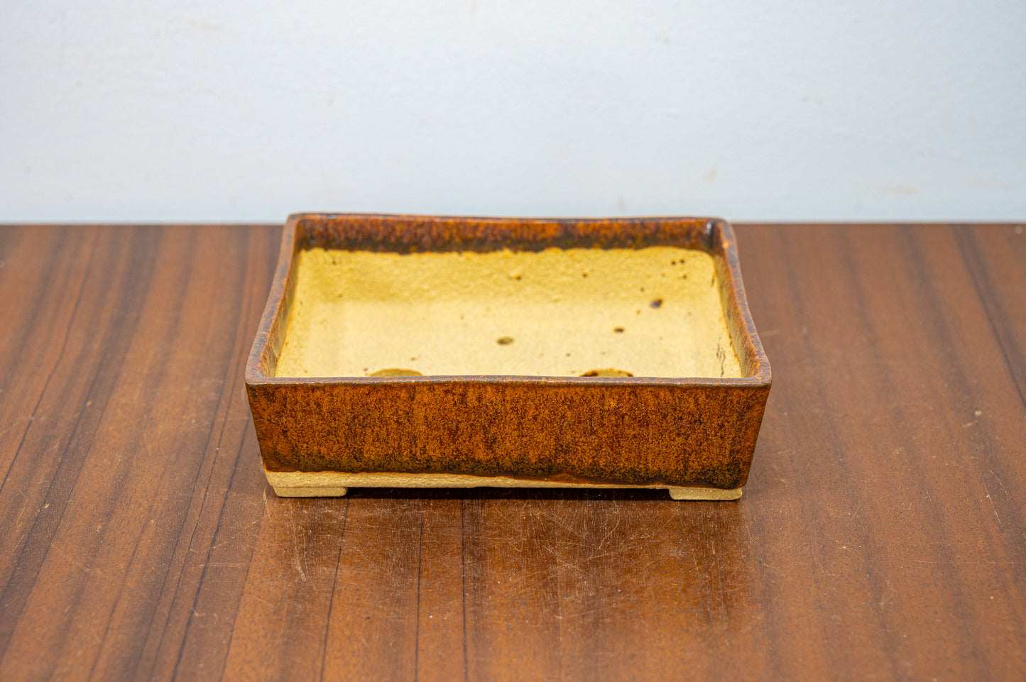 Ember Brown  Rectangular Ceramic Bonsai Pot 12cm