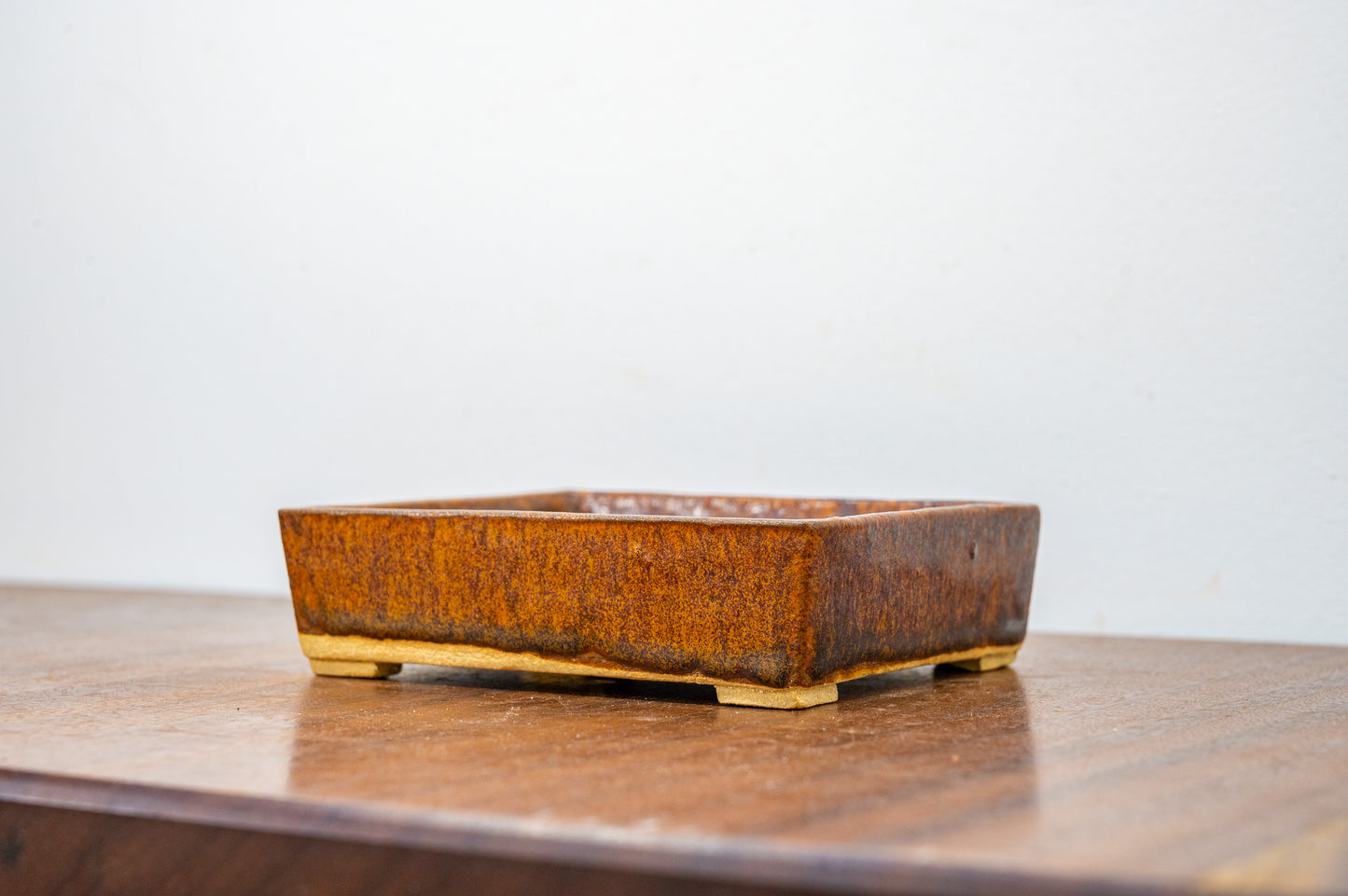 Ember Brown  Rectangular Ceramic Bonsai Pot 12cm