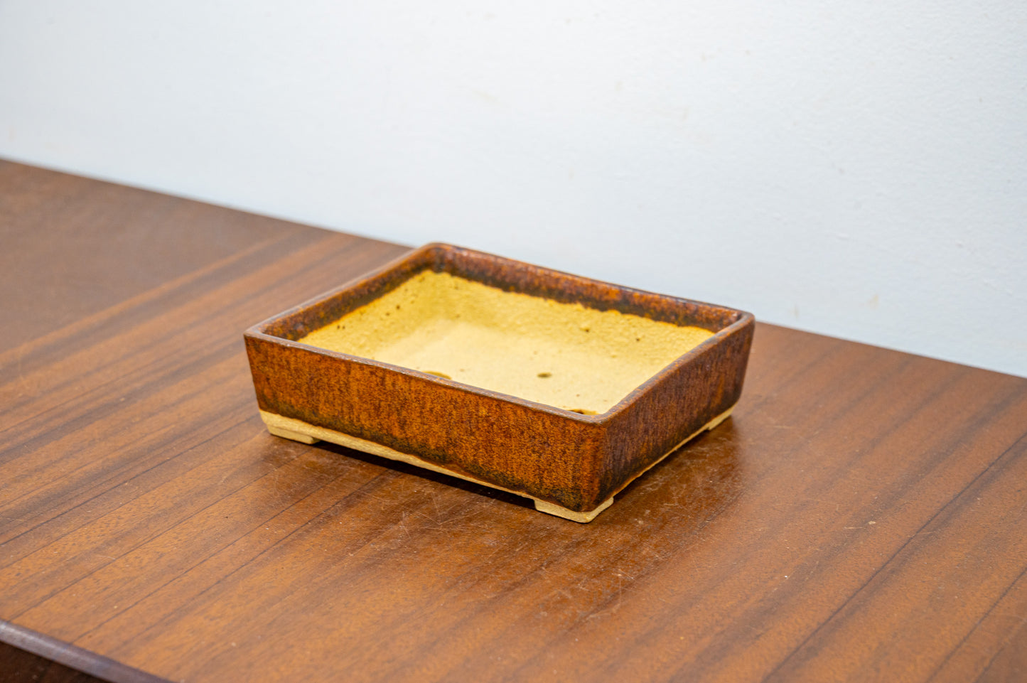 Ember Brown  Rectangular Ceramic Bonsai Pot 12cm