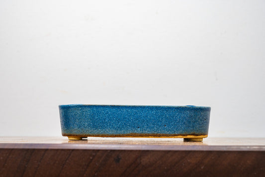 Matt Blue Curved Rectangular Ceramic Bonsai Pot 15cm