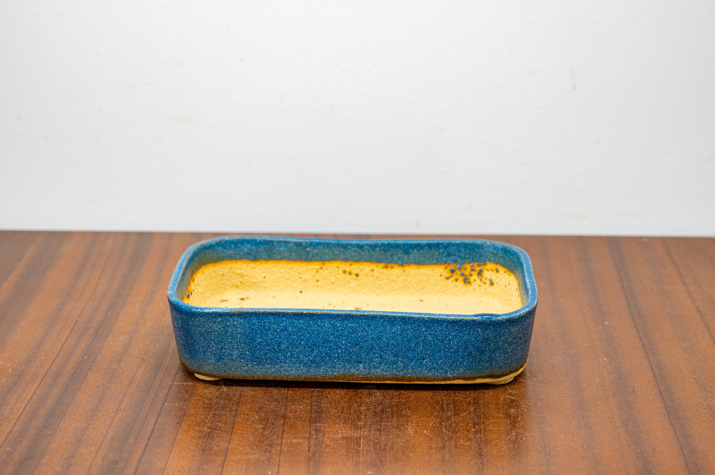 Matt Blue Curved Rectangular Ceramic Bonsai Pot 15cm