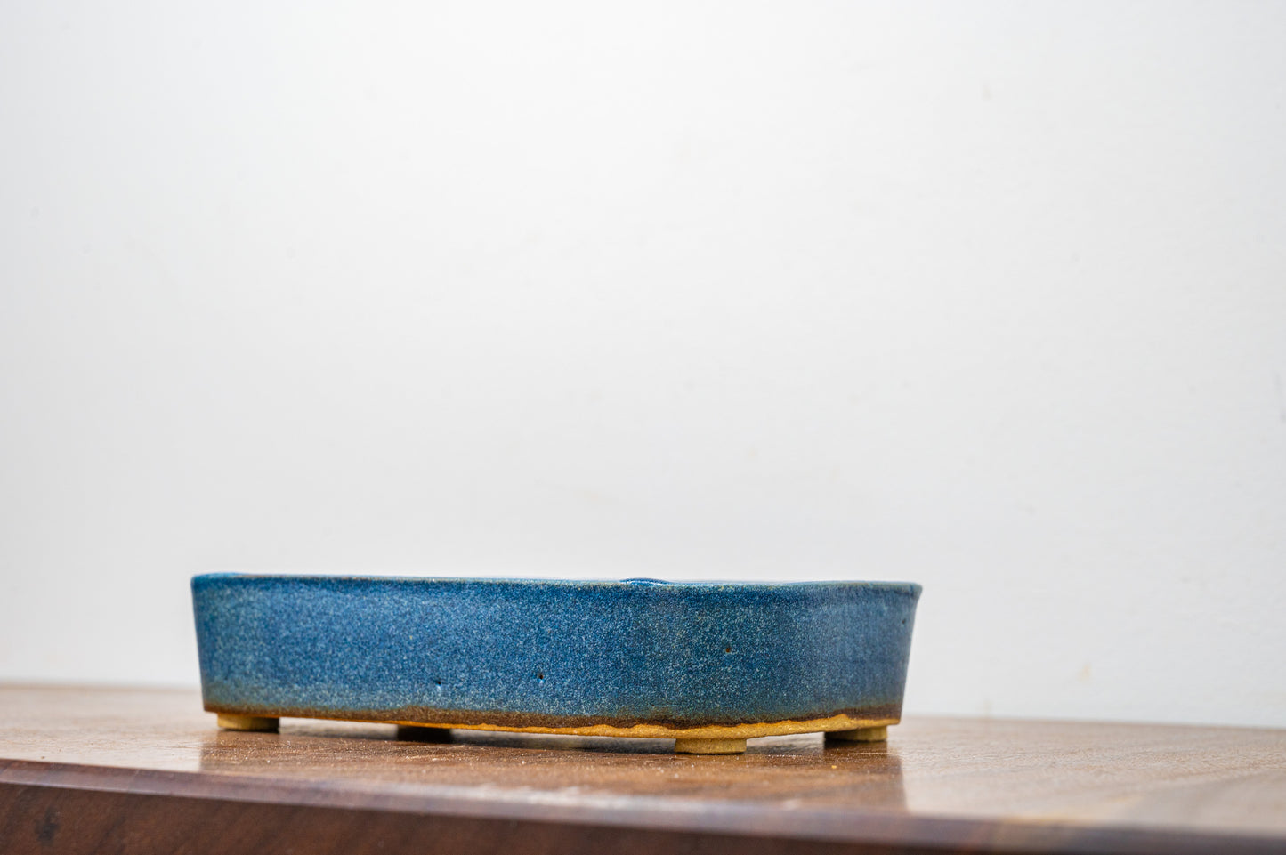 Matt Blue Curved Rectangular Ceramic Bonsai Pot 15cm