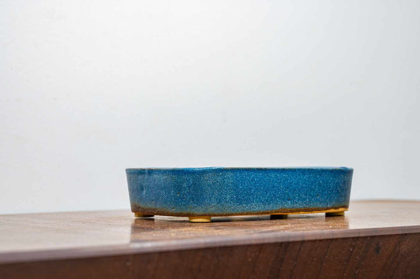 Matt Blue Curved Rectangular Ceramic Bonsai Pot 15cm