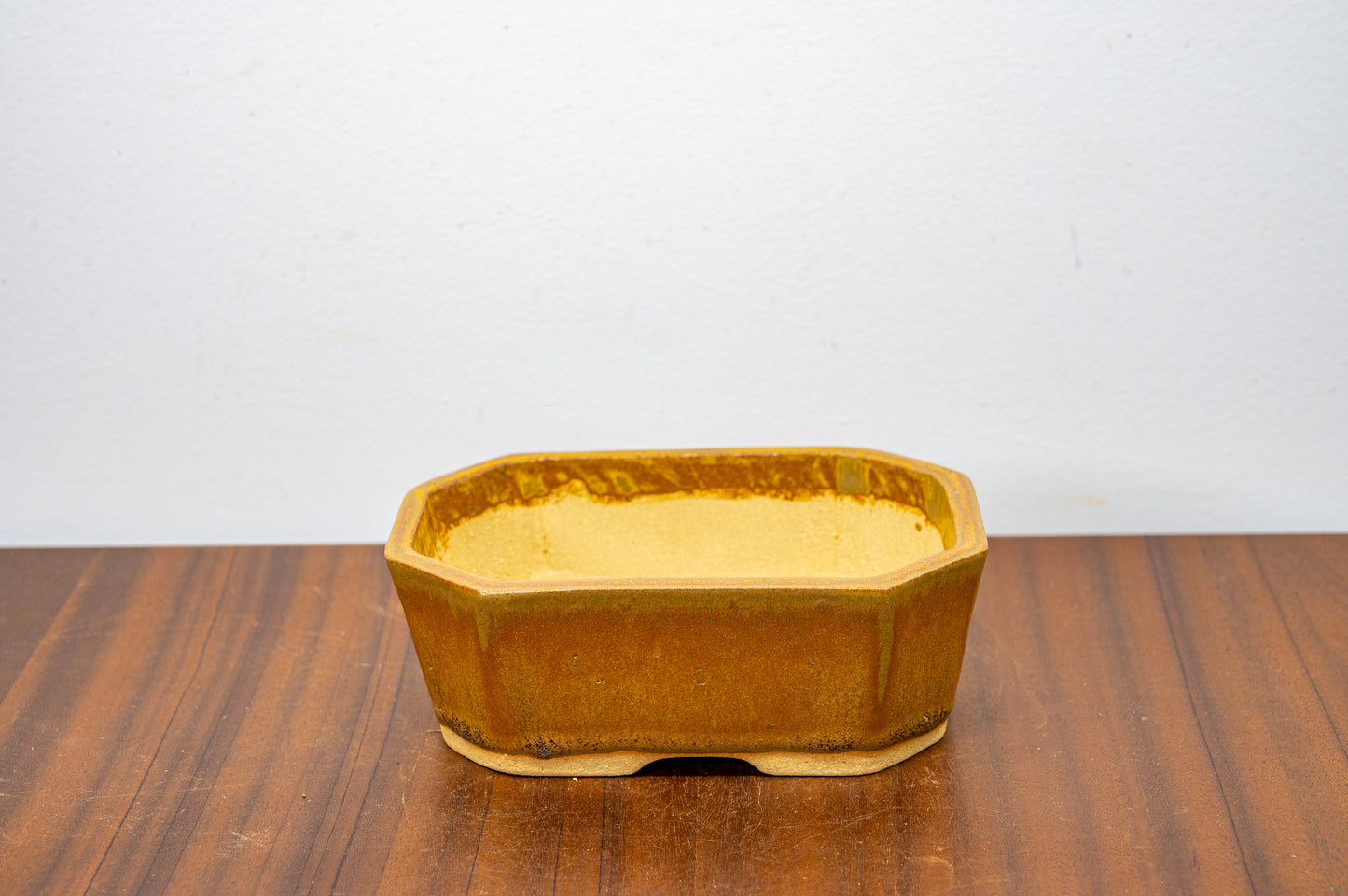 Venus Brown Cut Cornered  Deep Rectangular Ceramic Bonsai Dish 15cm