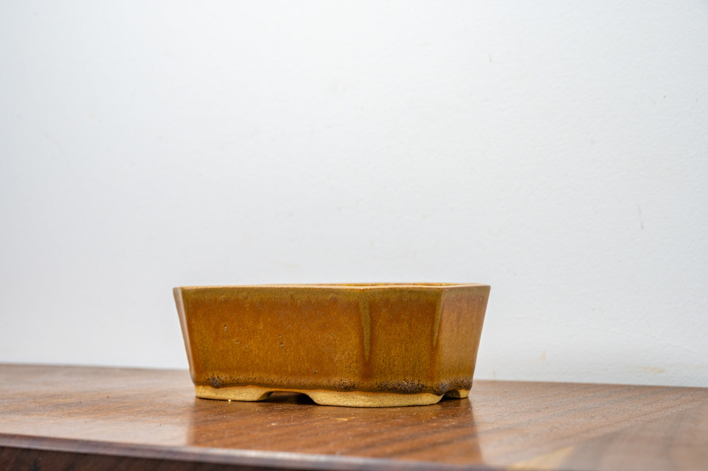 Venus Brown Cut Cornered  Deep Rectangular Ceramic Bonsai Dish 15cm