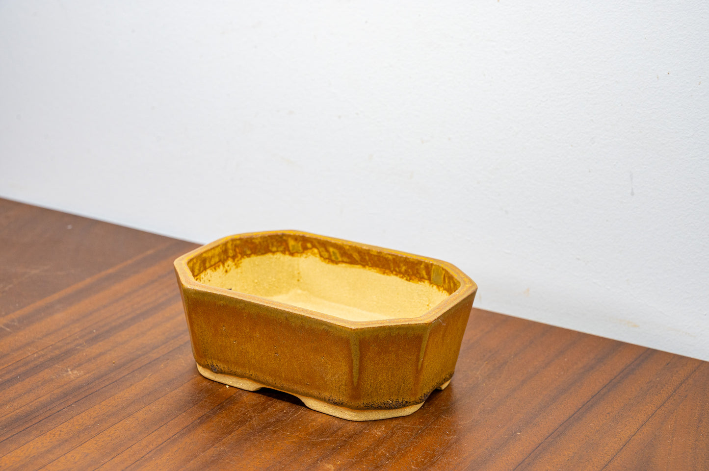 Venus Brown Cut Cornered  Deep Rectangular Ceramic Bonsai Dish 15cm