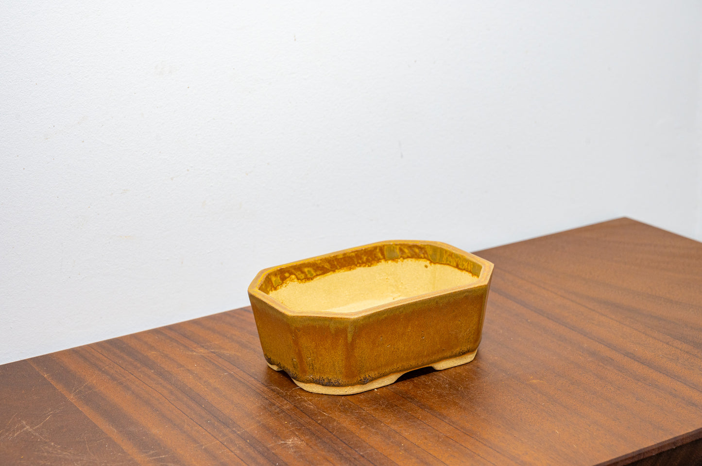 Venus Brown Cut Cornered  Deep Rectangular Ceramic Bonsai Dish 15cm