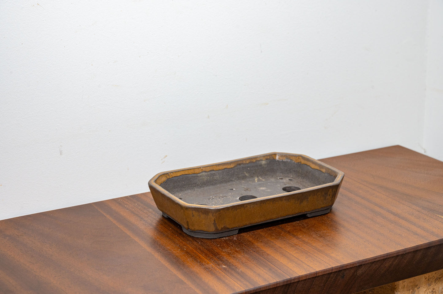 Venus Brown - Black Clay Rectangular Ceramic Bonsai Pot 23cm