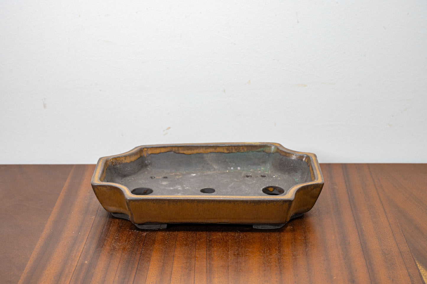 Venus Brown - Black Clay Rectangular  Ceramic Bonsai Pot 23cm