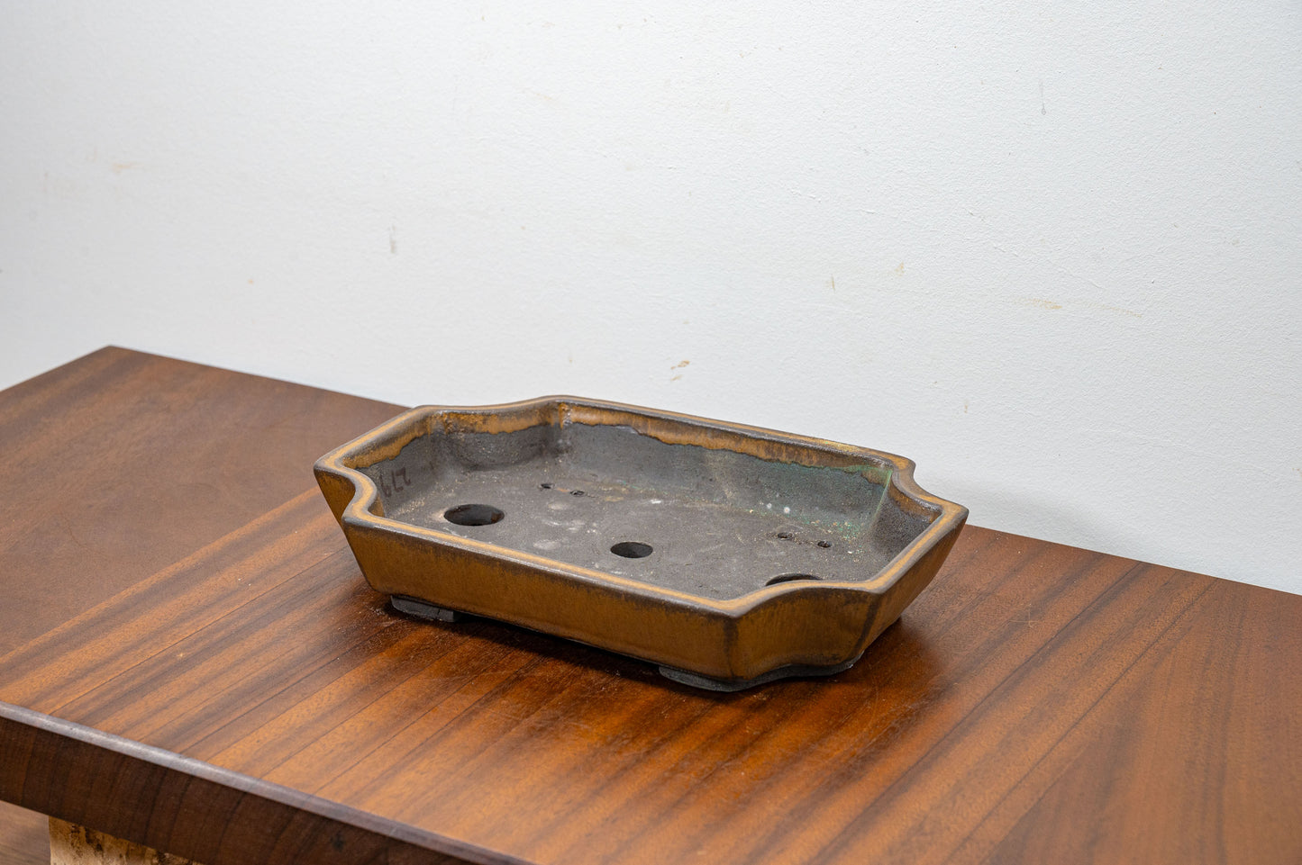 Venus Brown - Black Clay Rectangular  Ceramic Bonsai Pot 23cm