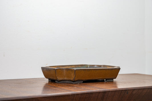 Venus Brown - Black Clay Rectangular  Ceramic Bonsai Pot 23cm