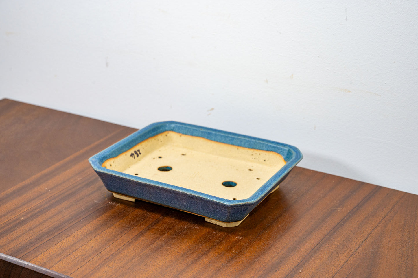 Matt Blue Rectangular Ceramic Bonsai Dish 18cm