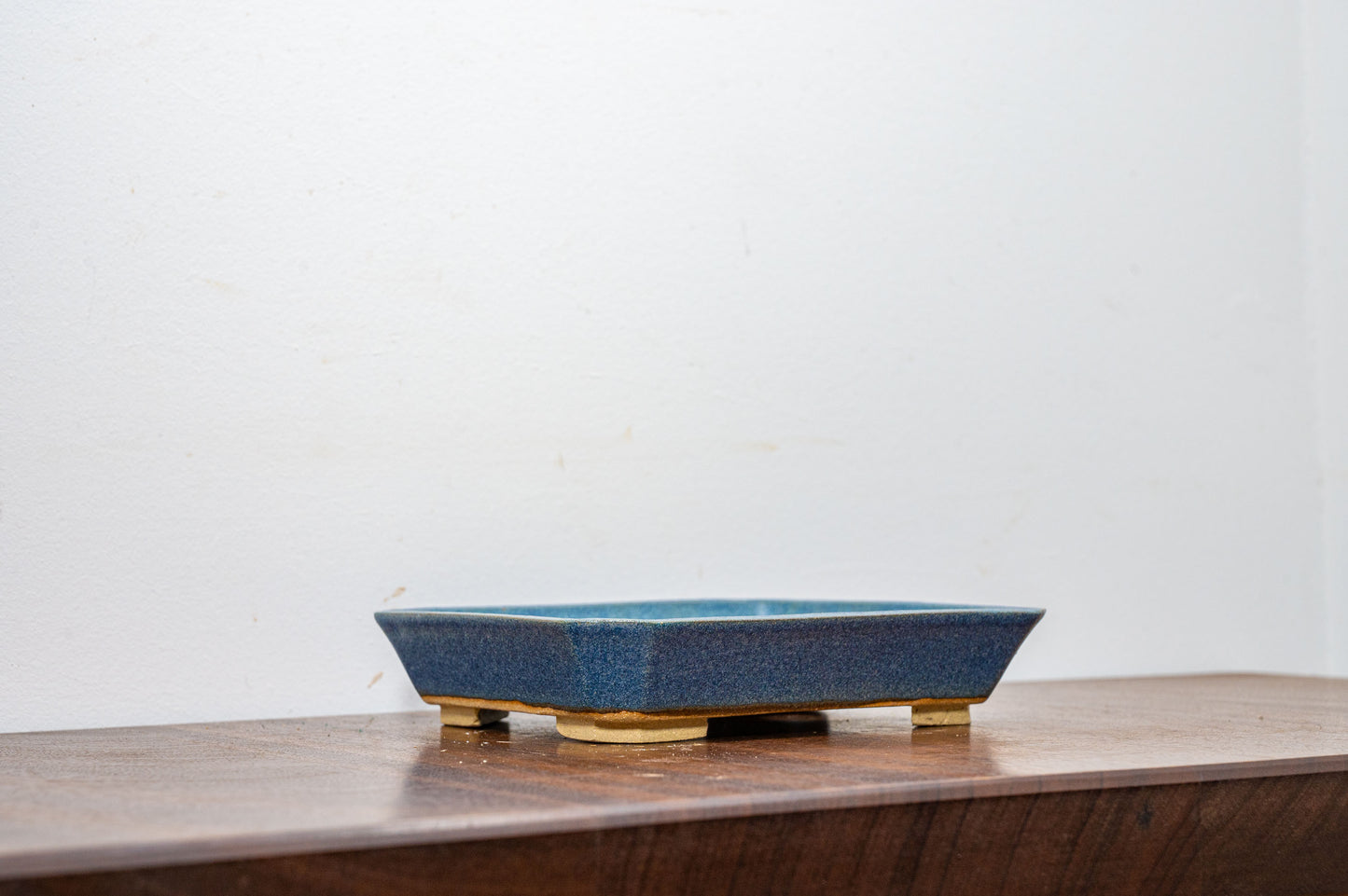 Matt Blue Rectangular Ceramic Bonsai Dish 18cm