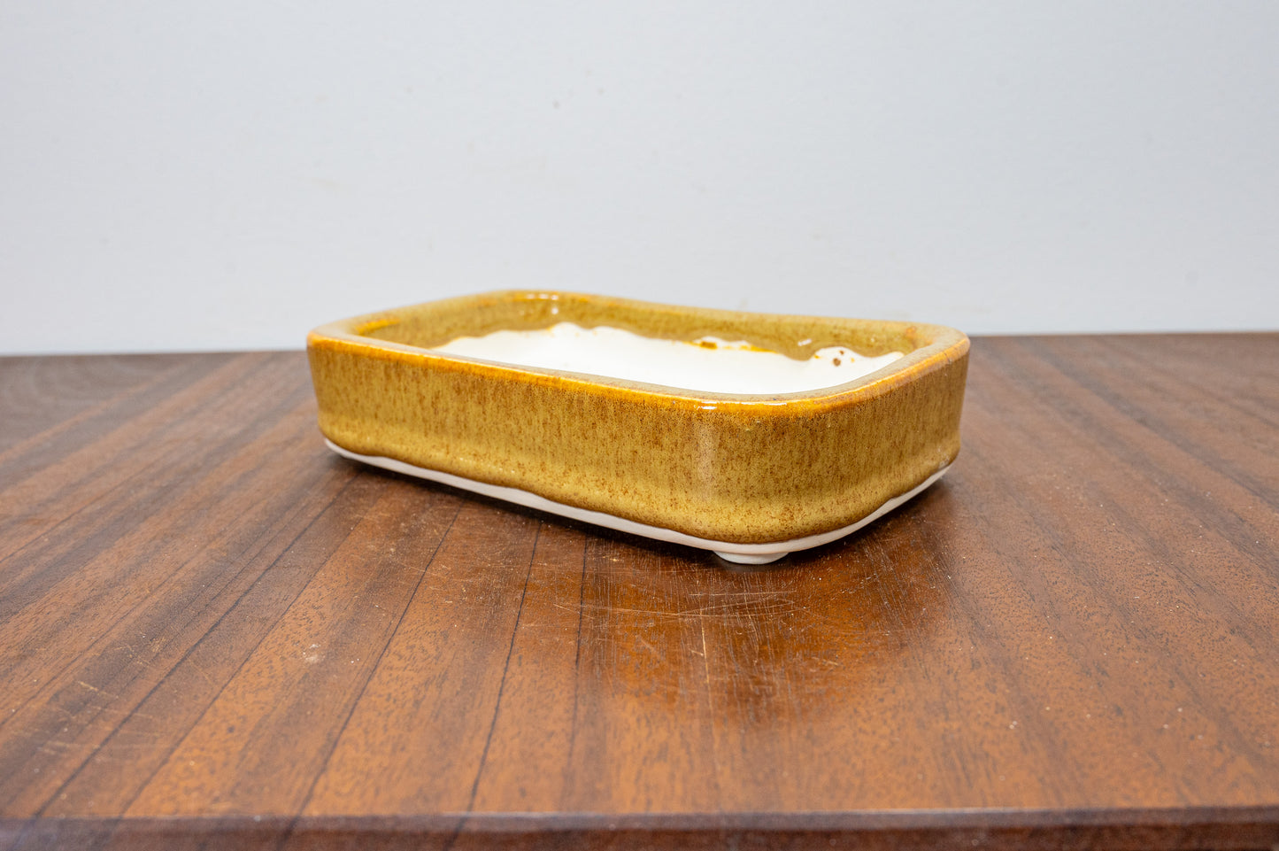 Topaz Curved Rectangular White Stoneware Bonsai Pot 15cm