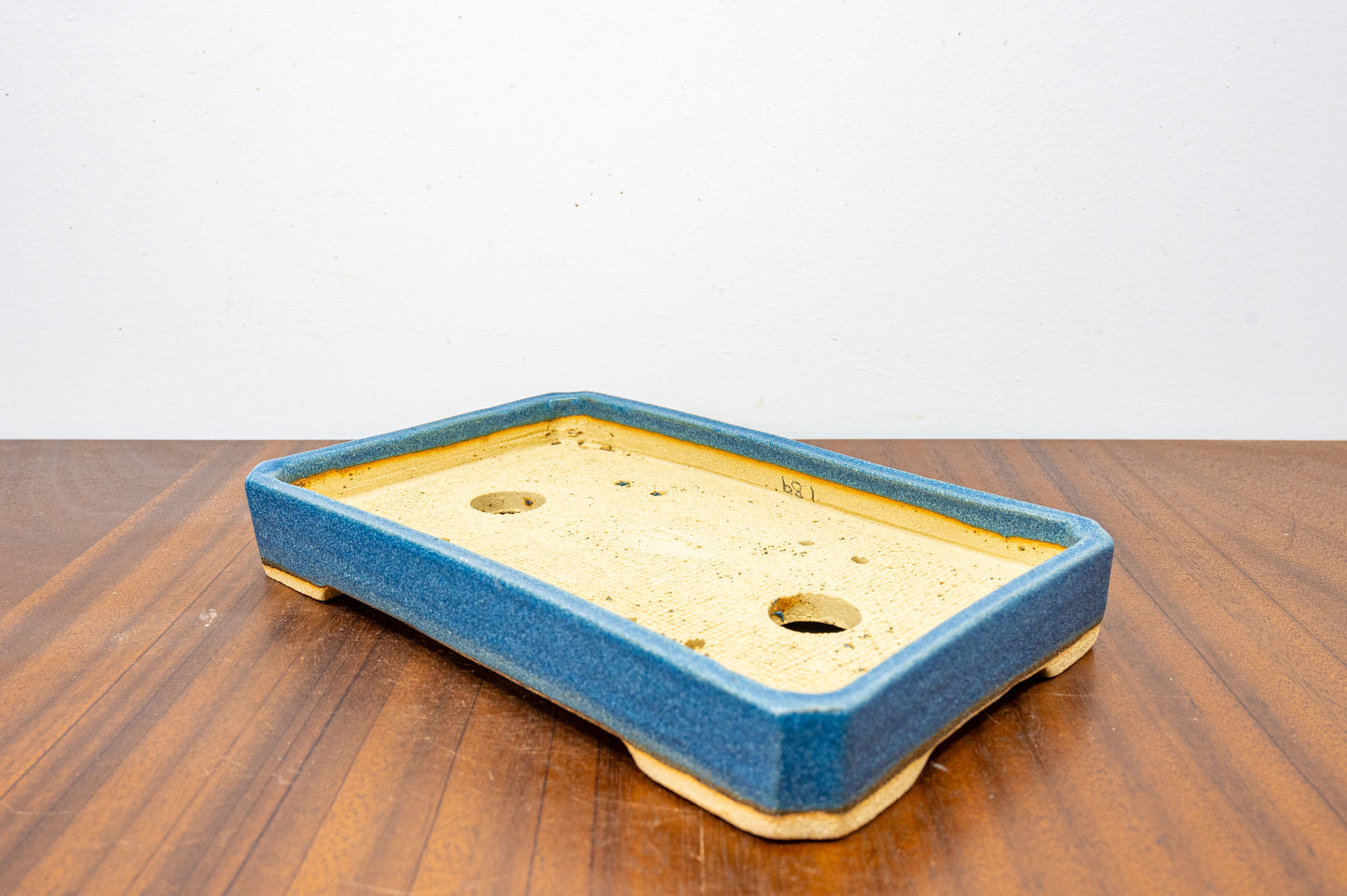 Matt Blue Shallow Rectangular Ceramic Bonsai Dish 20cm