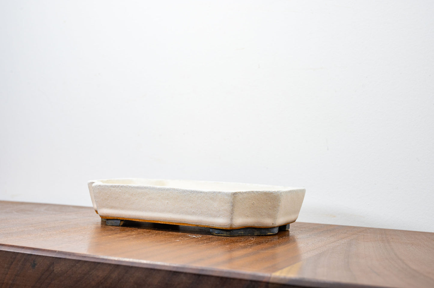 Romantic Cream Cut Cornered Rectangular Ceramic Bonsai Dish 21cm