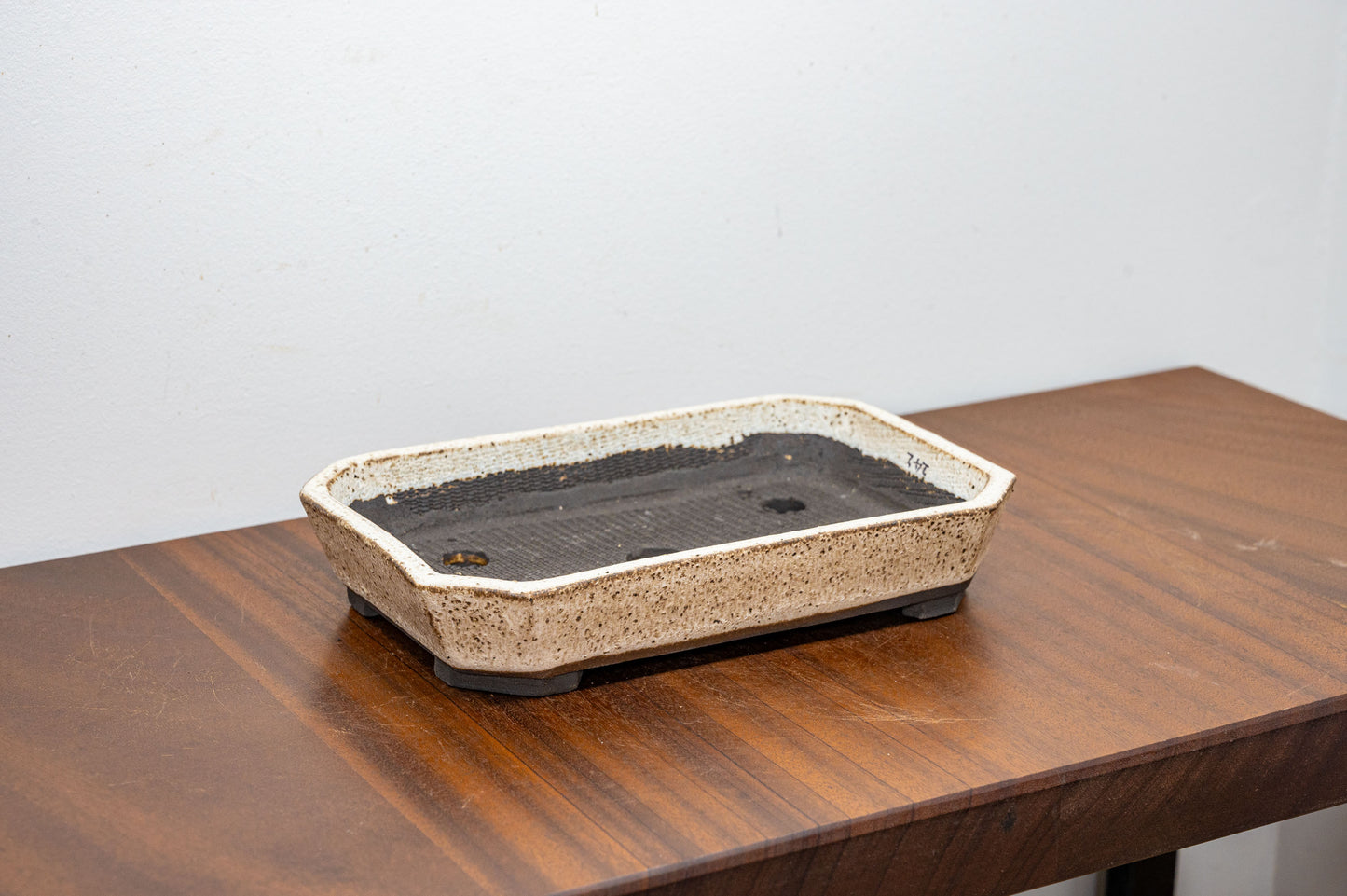 Romantic Cream - Black Clay Rectangular Ceramic Bonsai Pot 22cm