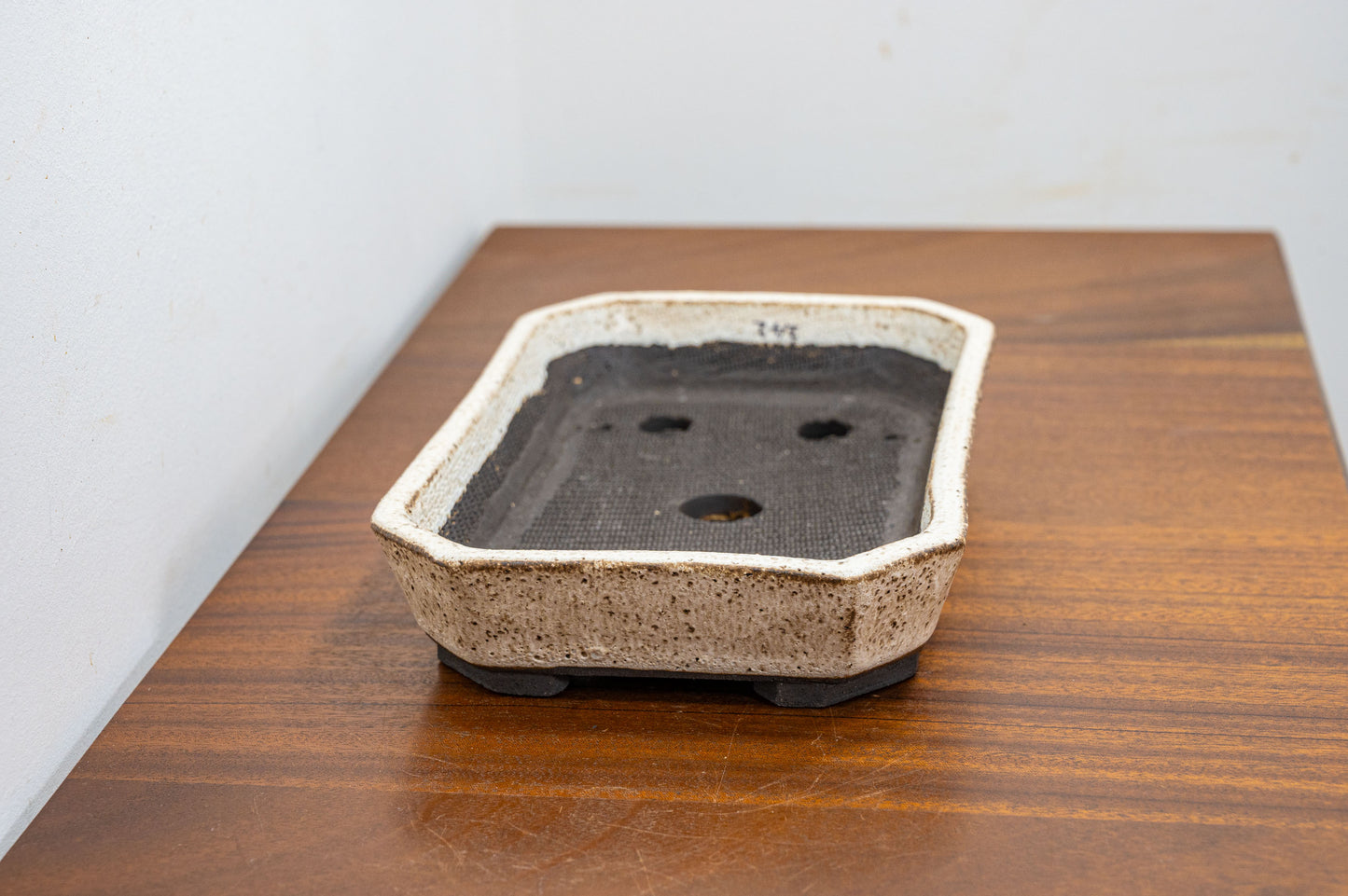 Romantic Cream - Black Clay Rectangular Ceramic Bonsai Pot 22cm