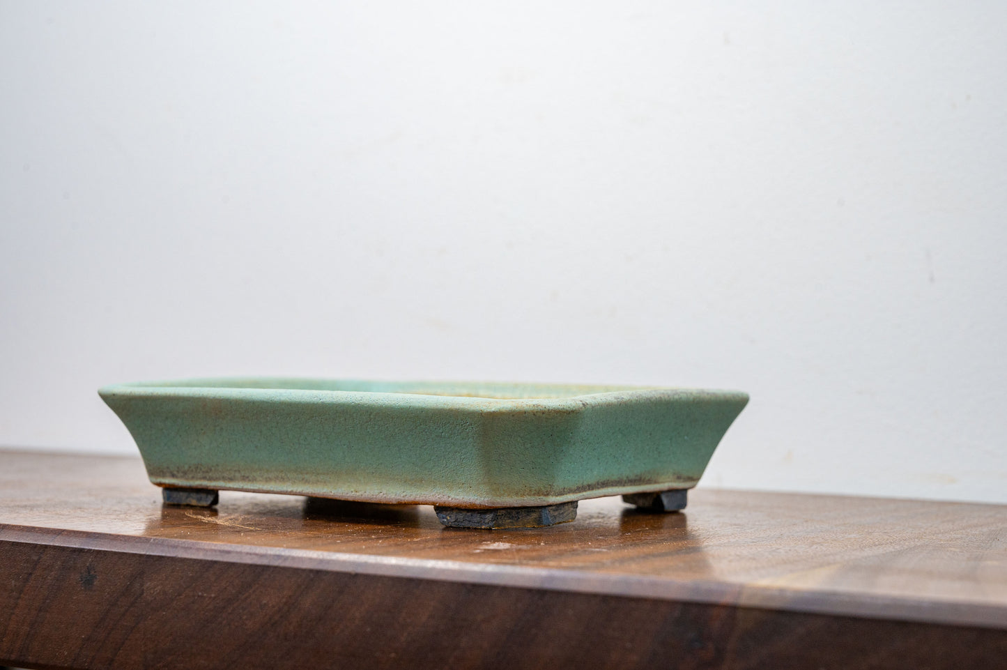 Textured Light Green  Rectangular Ceramic Bonsai Dish 17cm