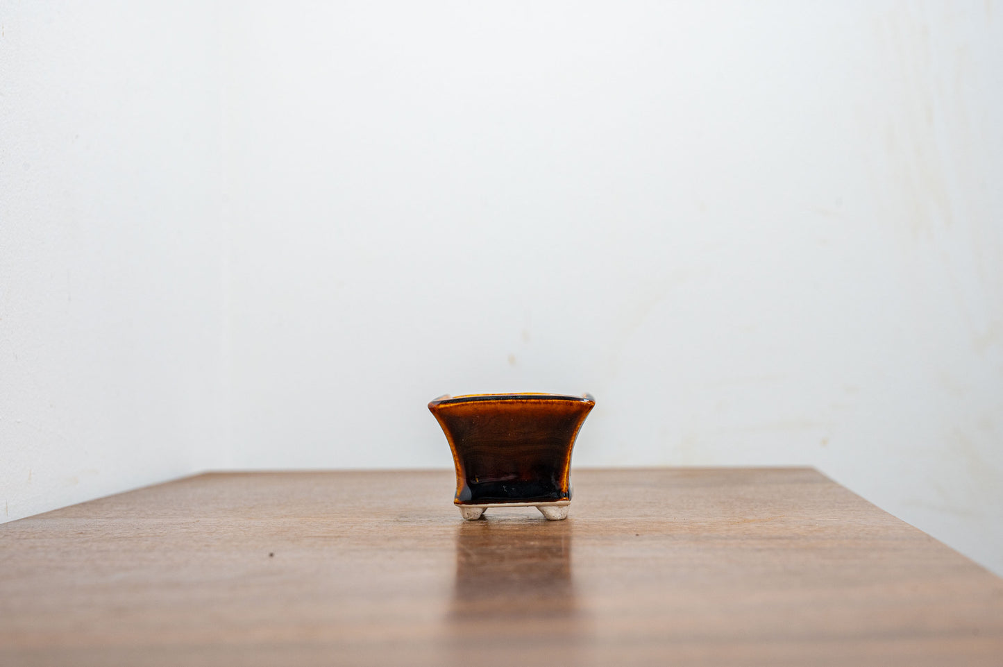 Dark Brown - White Stoneware Bonsai Cube Pot 5cm