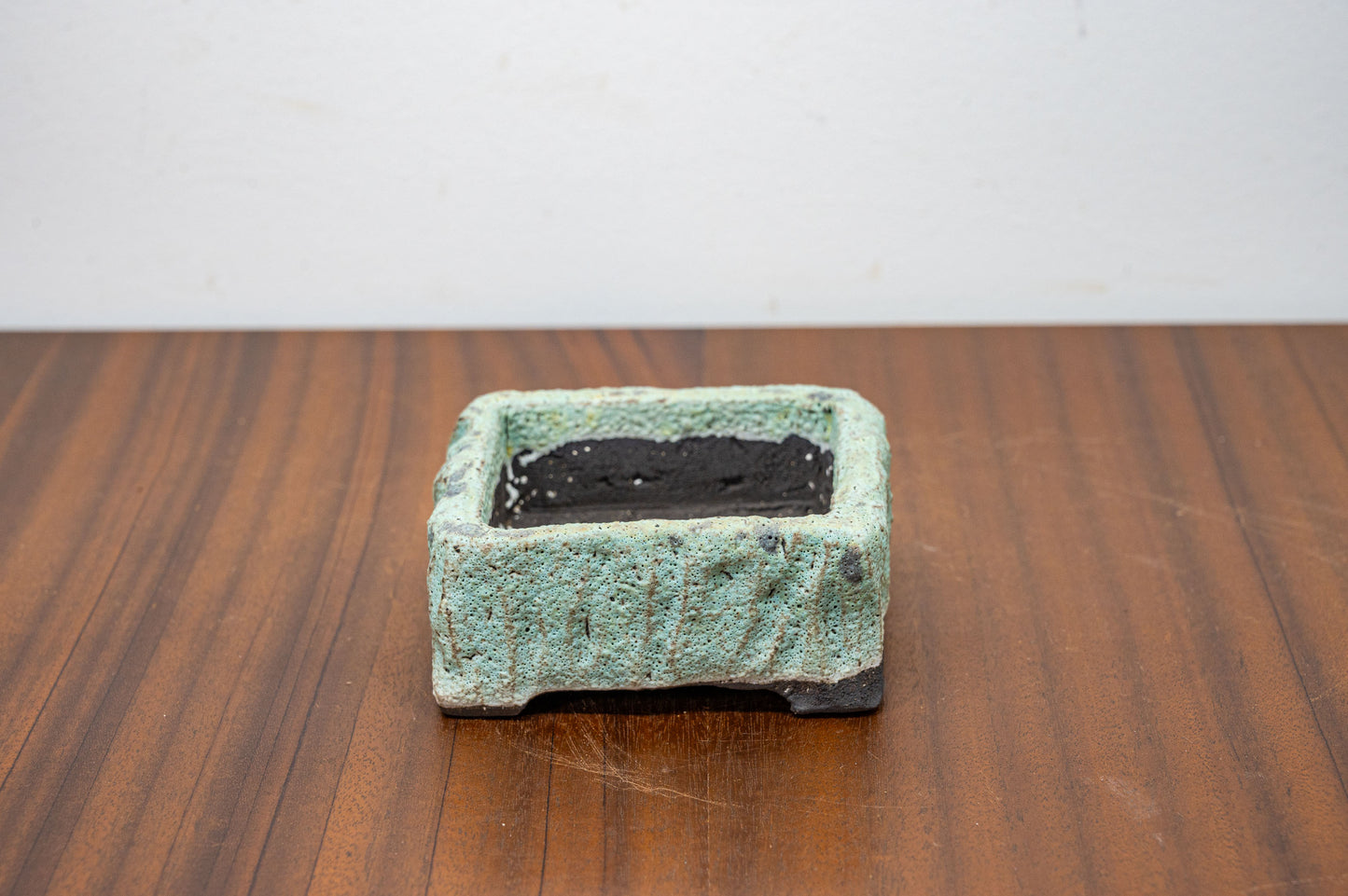 Carved in Black Clay -  Textured Light Green Ceramic 10cm Vessel