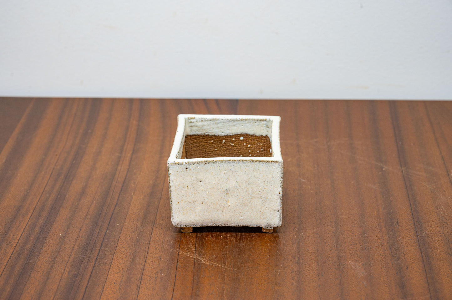 Rustic Cube - Romantic Cream - 7cm Ceramic Bonsai Pot