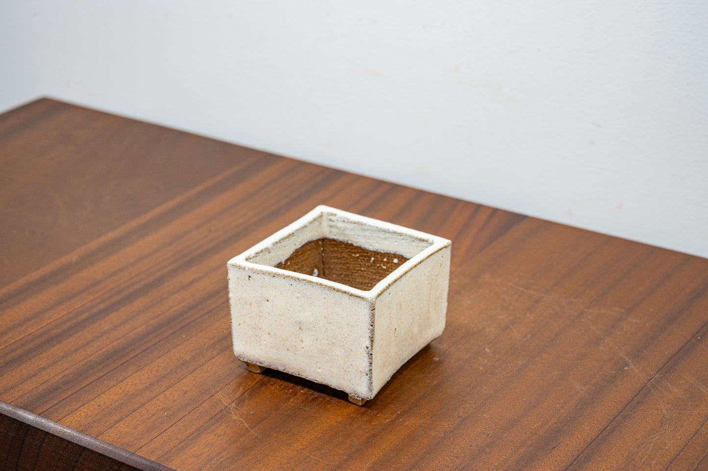 Rustic Cube - Romantic Cream - 7cm Ceramic Bonsai Pot