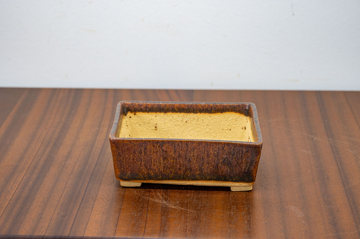 Ember Brown  Rectangular Ceramic Bonsai Pot 12cm