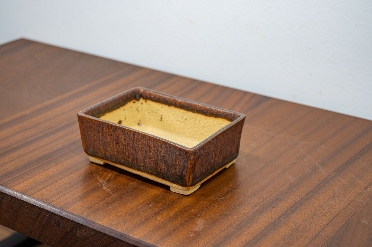 Ember Brown  Rectangular Ceramic Bonsai Pot 12cm