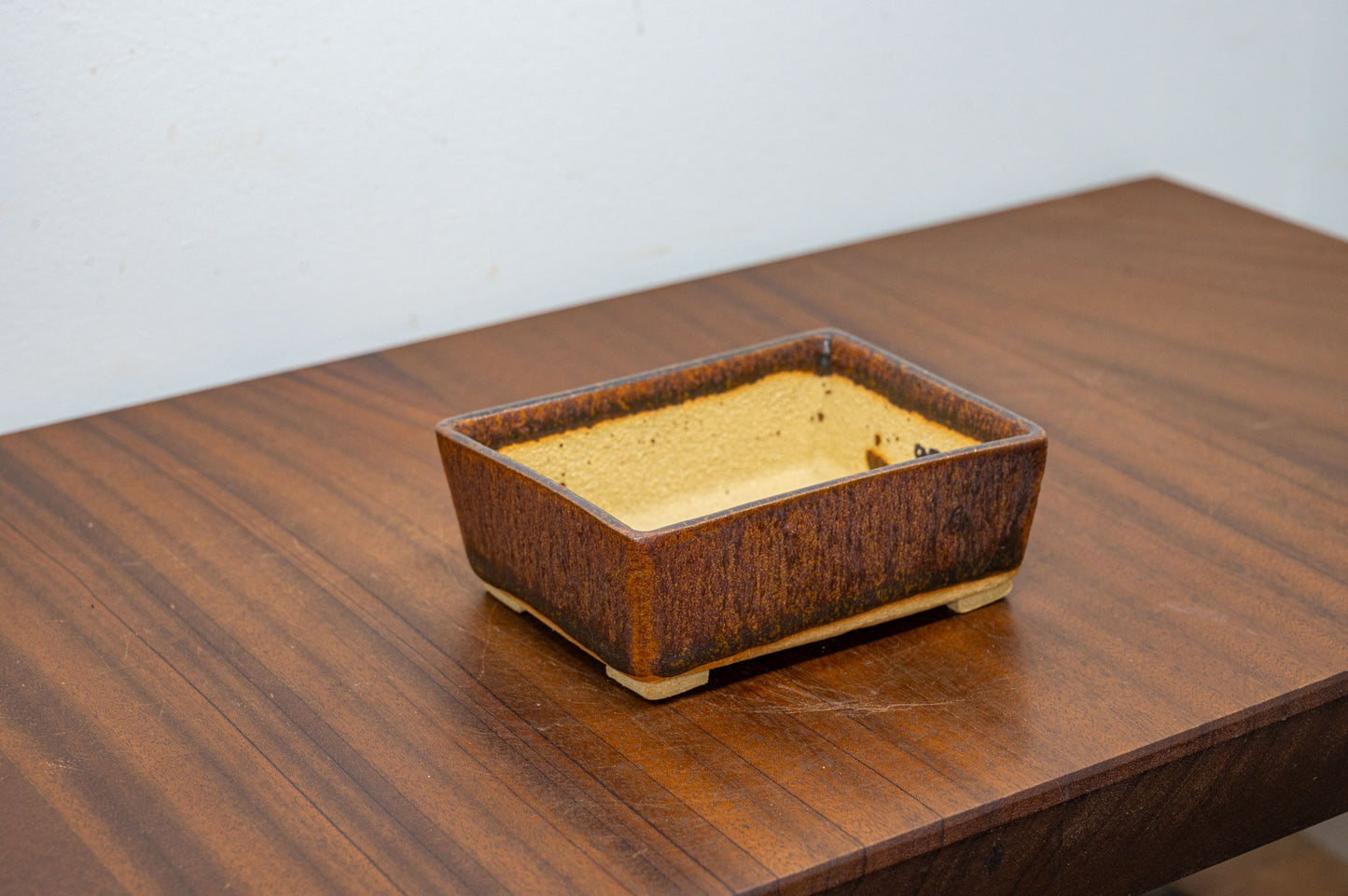 Ember Brown  Rectangular Ceramic Bonsai Pot 12cm