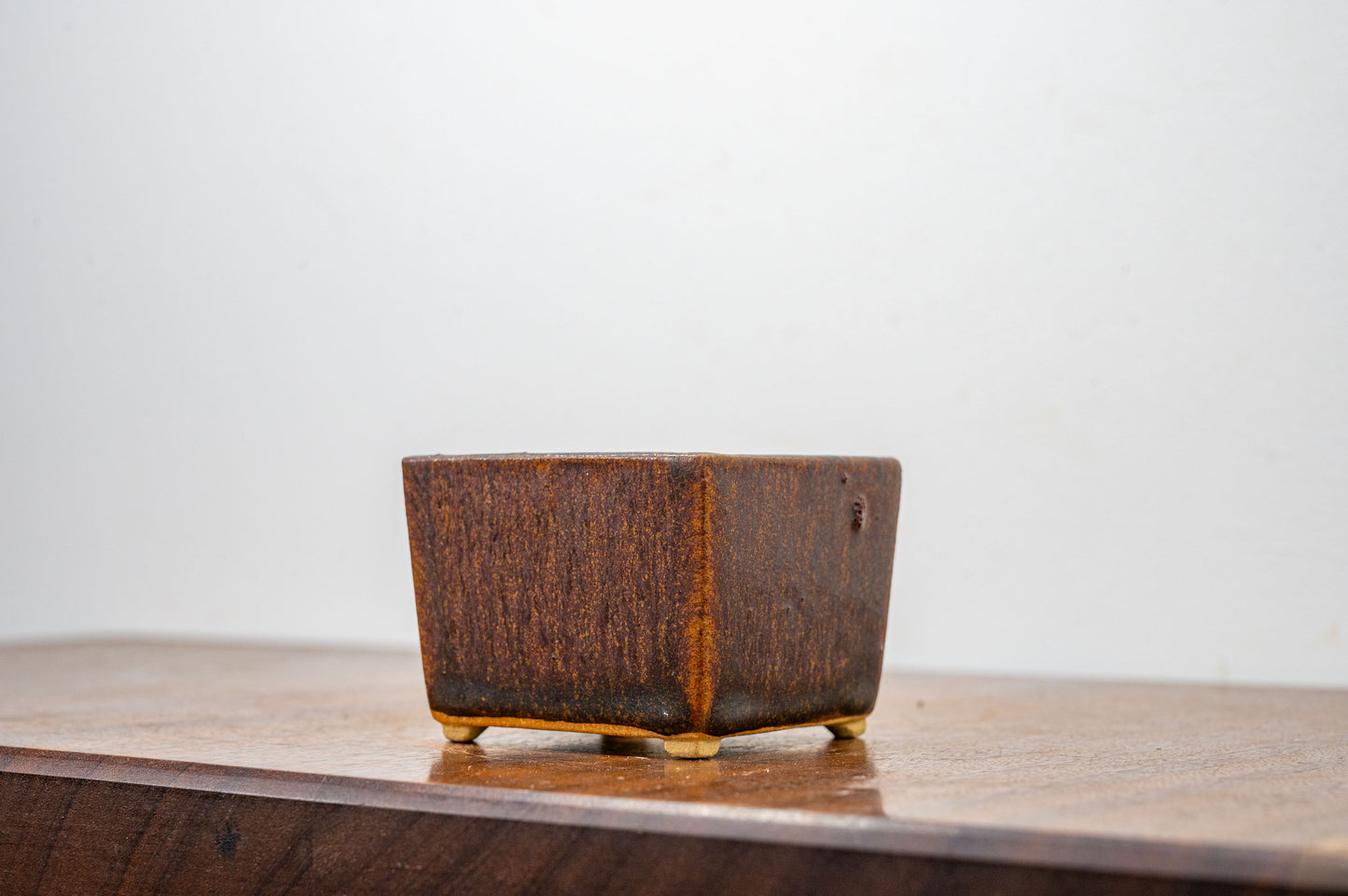 Ember Brown Ceramic Cube Bonsai Pot - 7cm