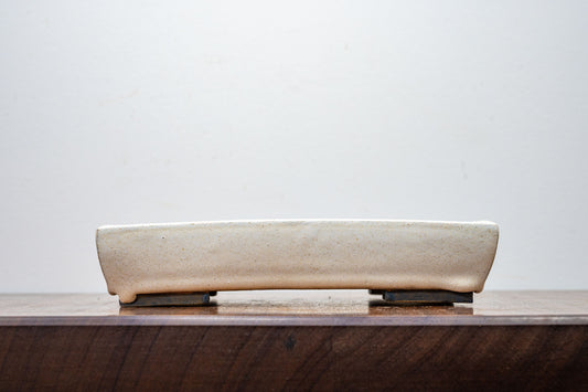 Romantic Cream Shallow Rectangular Ceramic Bonsai Dish 20cm