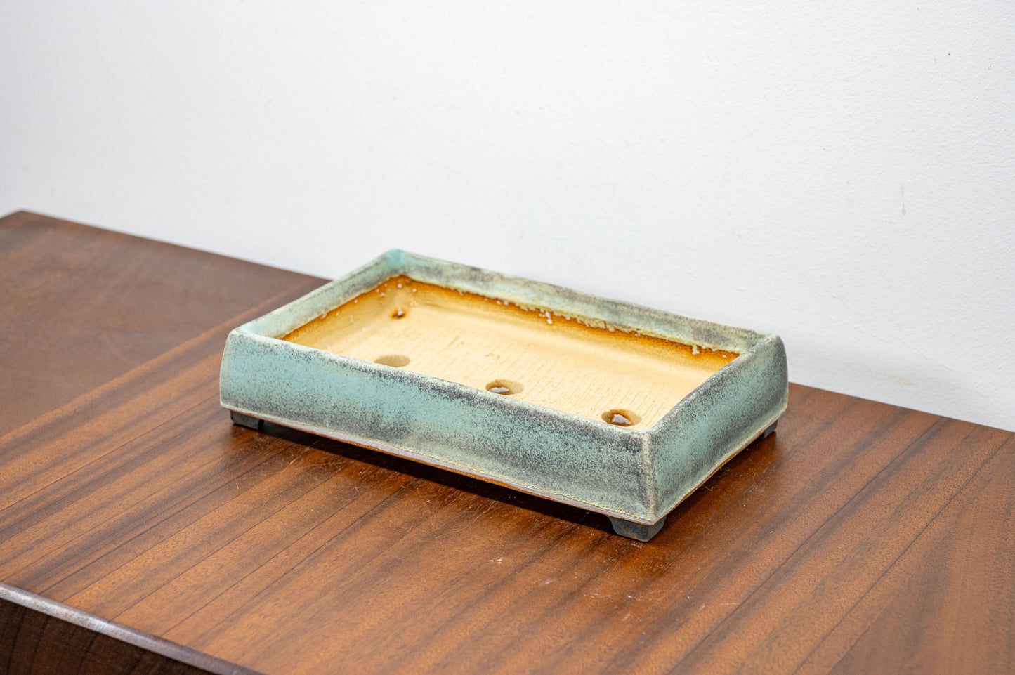 Textured Light Green  Rectangular Ceramic Bonsai Dish 20cm