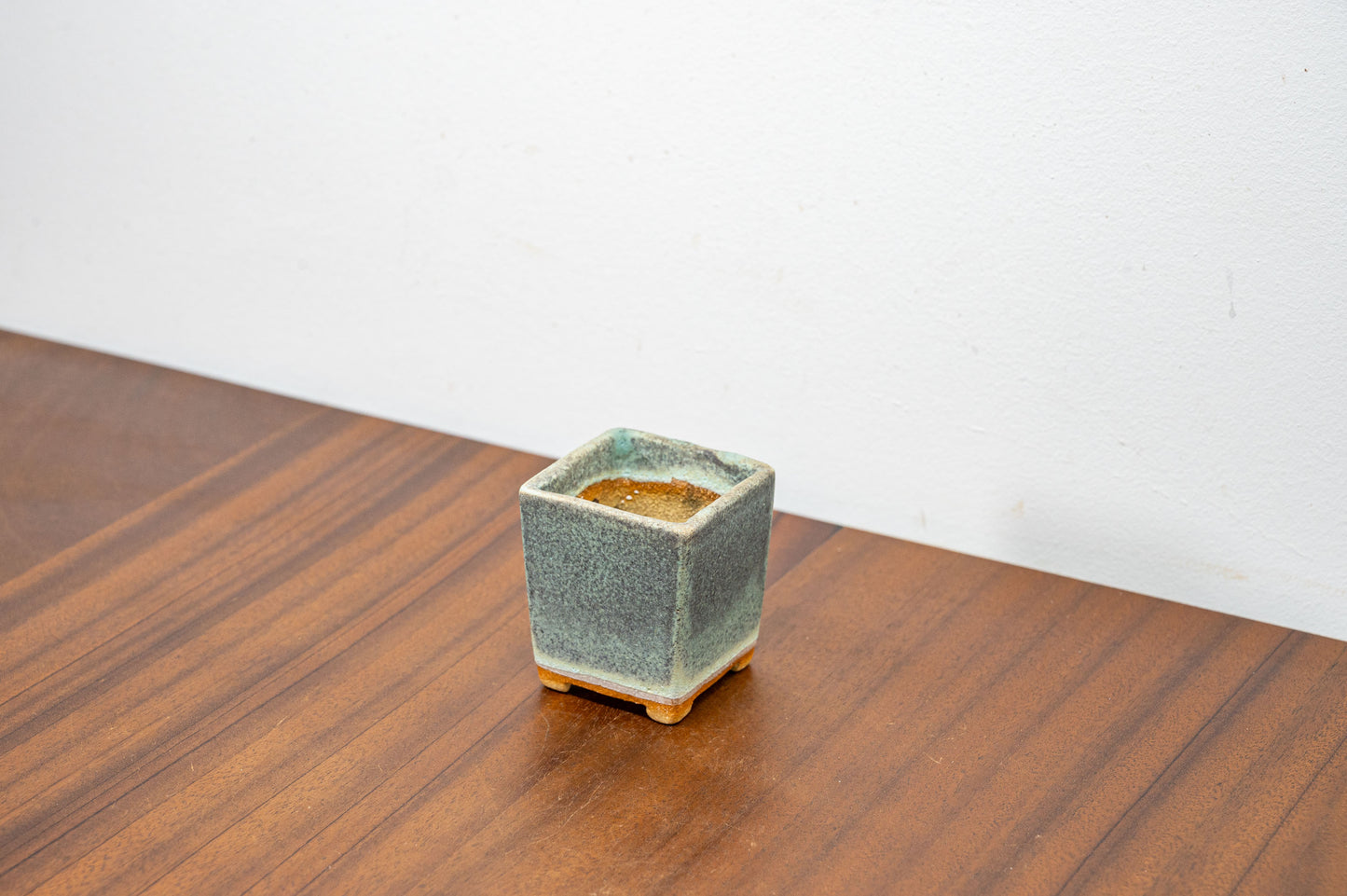 Textured Light Green Mini Cascade Cube Ceramic Bonsai Pot 5cm