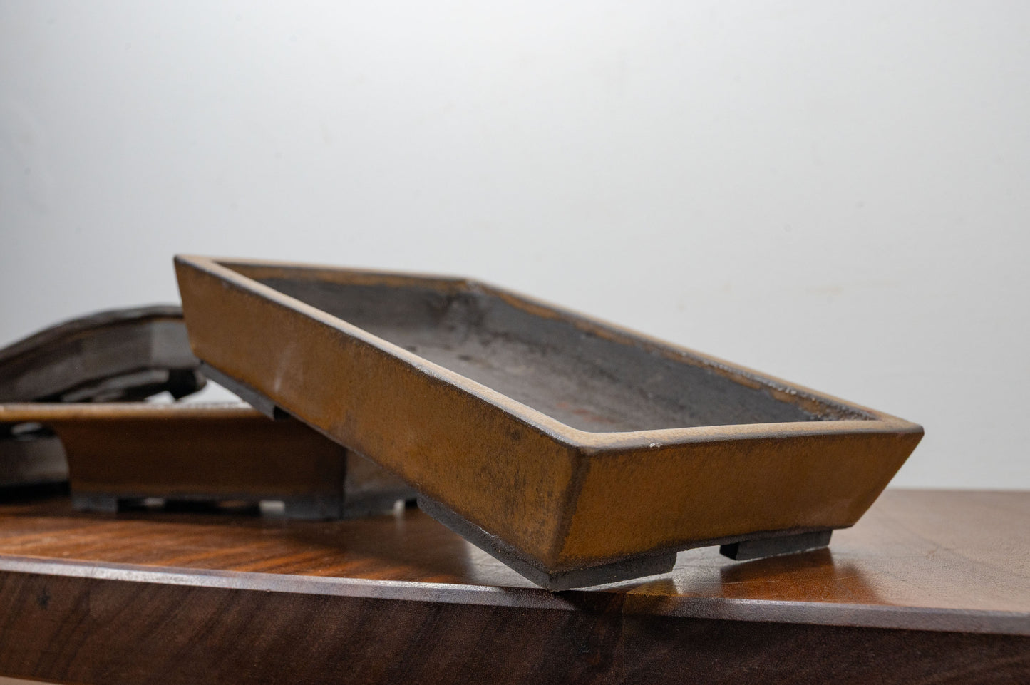 Venus Brown Shallow Rectangular Ceramic Bonsai 22cm Dish